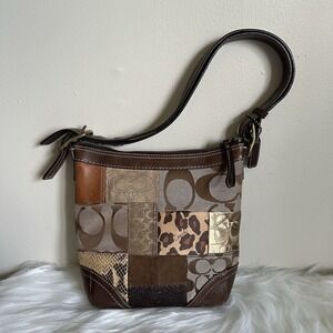 Coach Ergo Patchwork Brown Leather Canvas Shoulder Bag Vintage Excellent